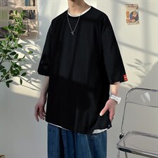 四色亚麻夏季薄款宽松大码短袖t恤TT06-P35控48，男装T恤，电商B315