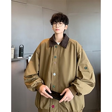 撞色夹克外套男高级感2024新款宽松百搭棒球服休闲上衣W6097-P62，男装夹克，星座412-2