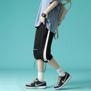 7XL~M2023夏季新款中性风休闲小脚裤学生加肥加大码百搭七分中裤,男装休闲裤,钱塘717(原712)