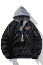 现货三色带帽可拆卸秋冬飞行服棉服情侣装夹克，男装夹克，电商A105