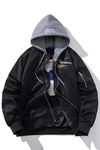 现货  三色带帽可拆卸秋冬飞行服棉服情侣装夹克图片