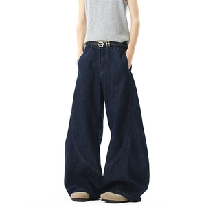 美式复古原色廓形弯刀高街牛仔裤男04 XZ211-1-K2545-P65 控88图片