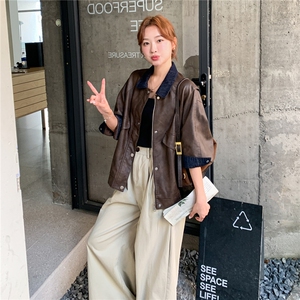 美式复古皮衣外套女秋季2025新款高级感小个子气质休闲酷飒风夹克图片