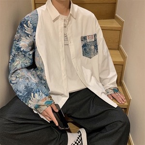 港风花型长袖衬衫男大码风潮衬衫男长袖衬衣男CS7714P60图片