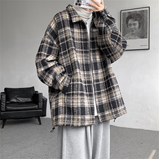 JK8881-P70控108专业得物二开秋季磨毛格子呢料夹克外套，男装夹克，电商A058-1（原电商C417）