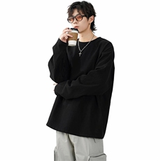 抖音得物高品质260克重磅精梳德绒保暖长袖T恤纯色打底针织衫DR00，男装T恤，电商A486