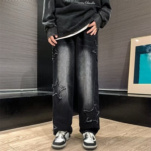 春季新款时尚潮男百搭宽松牛仔裤图片