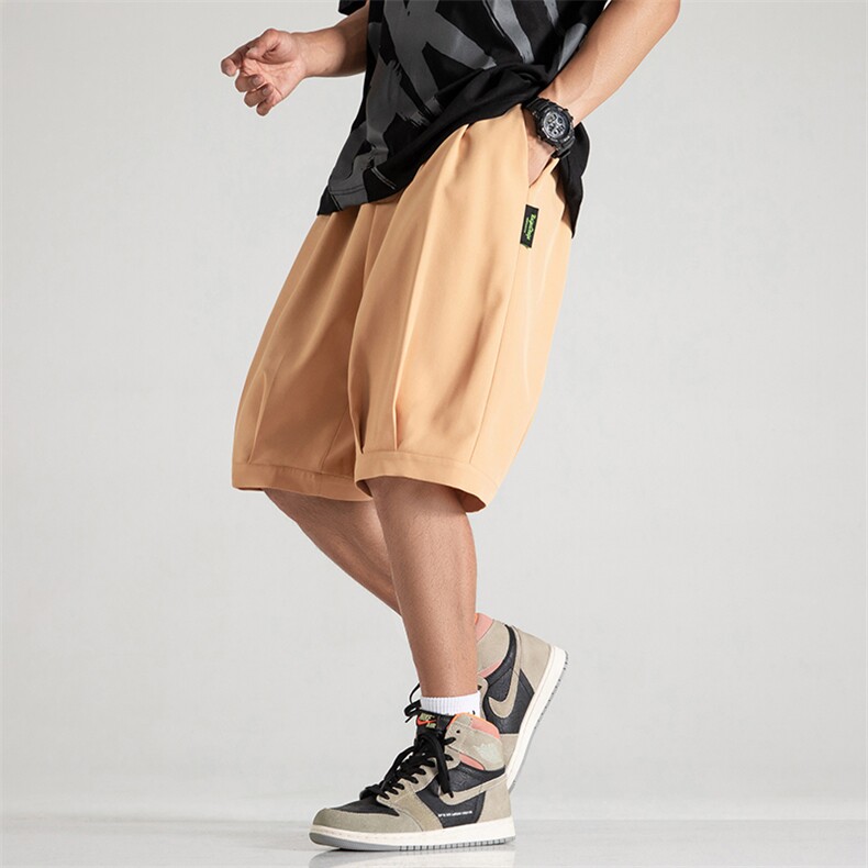 A125-6601-P20无影墙冰丝加大码港风五分休闲裤百搭潮流宽松休闲，男装休闲裤，电商A125