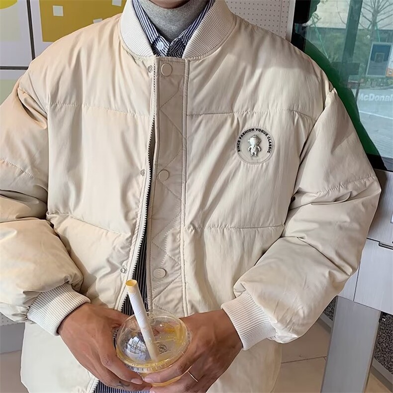 冬季新款立领贴标棉衣男女简约宽松纯色百搭保暖棒球棉服M535,男装棉衣,星座1116A-1（原606A）