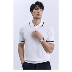 夏季休闲POLO衫男士英伦轻熟半袖针织透气翻领T恤A3662-P45，男装T恤，星座208-5