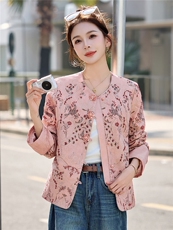 《现货》2026年春季新款外套高档人丝提花刺绣面料新中式短款上衣，女装短外套，众宇琦