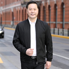 男士2023年春季新款长袖薄款中年爸爸装商务休闲拉链夹克棒球潮流，男装夹克，电商B212（原钱塘6029）