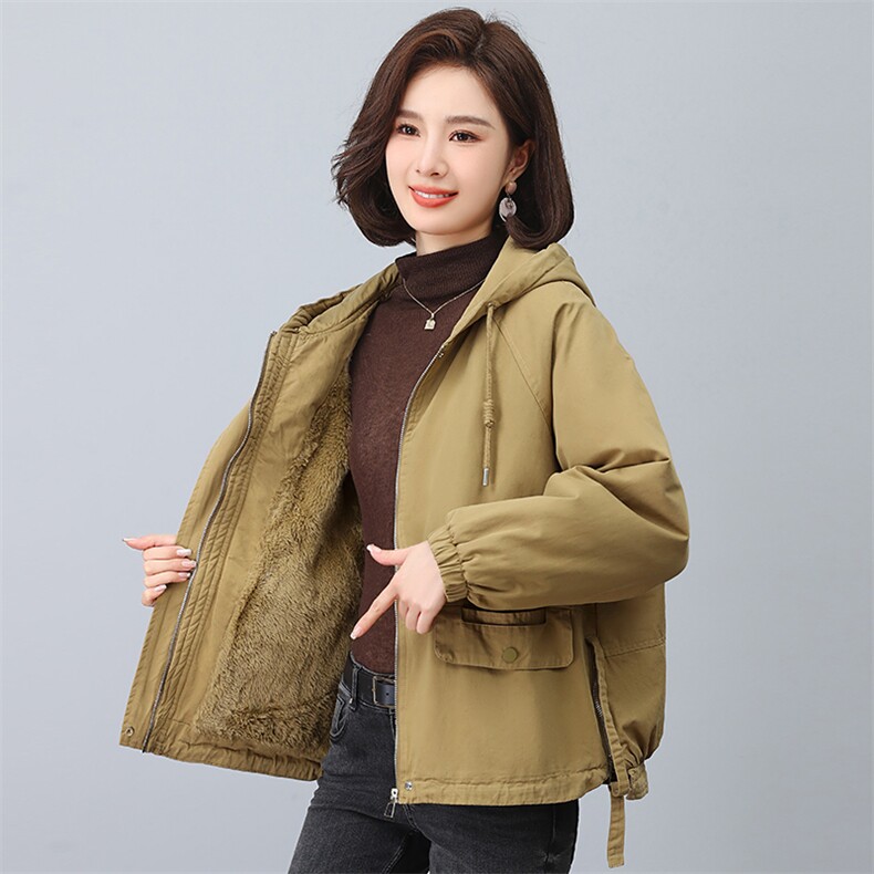 2023年冬季时尚潮流休闲加绒加厚派克服,女装派克服,独衣靓
