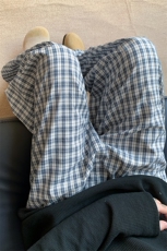秋季新款复古格子休闲裤宽松慵懒风阔腿裤直筒5Q2088-TP3568，男装休闲裤，电商A102