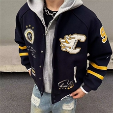 美式复古刺绣重工棒球服夹克男女街头潮牌学院风宽松运动小众外套，男装夹克，星座715-4