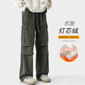 改加绒时尚港风灯芯绒大码工装裤男大码K1167J加绒-特P40控78图片