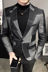 秋冬社会小伙牛仔夹克西装单西修身 西服 A236-XZ-210-P145控188图片