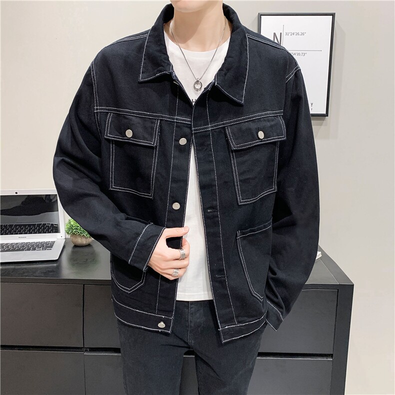 jk829-p70M-5XL砖墙ins牛仔夹克拉链破洞大码男日系CITYBOY,男装夹克,星座103A