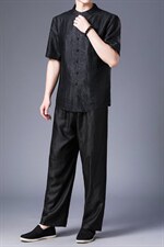 唐装中年男士2023夏季新款冰丝薄款风短袖休闲两件套潮，男装休闲套装，电商B212（原钱塘6029）