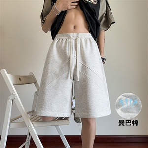 特批P30无差价夏季港风复古曼巴棉拼接重磅大码五分短裤男DK5880图片