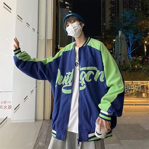 美式棒球服男春款潮牌宽松连帽复古男生休闲夹克外套  W7162-P40图片