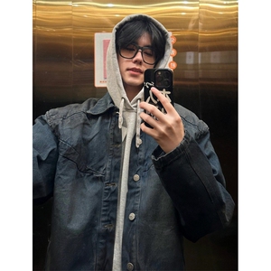 水洗做旧短款牛仔外套男高级感痞帅春秋款美式复古废土风boxy夹克图片