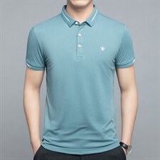 A88105男士2023年夏季薄款丝光棉纯色短袖衬衫休闲免烫修身P50图片
