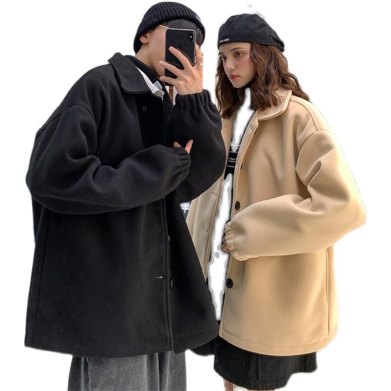N2070/P75加棉P85冬情侣毛呢大衣学生宽松大码呢子外套夹克男控98,男装毛呢大衣,电商A141