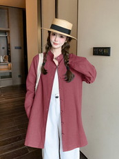 韩版学院风减龄衬衫外套女2025春季新款设计感小众磨毛长袖上衣，女装衬衫，浙宝192（原082）