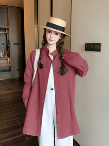 韩版学院风减龄衬衫外套女2025春季新款设计感小众磨毛长袖上衣图片