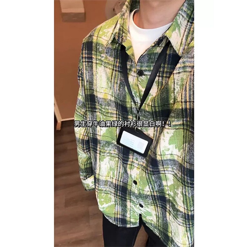 美式扎染条纹格子衬衫男女复古长袖衬衫上衣外套C2239-特价P28,男装衬衫,电商A007