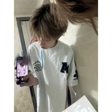 万针全刺绣工艺抖音得物高品质260克重磅纯棉双纱美式高街短袖T恤，男装T恤，电商A486