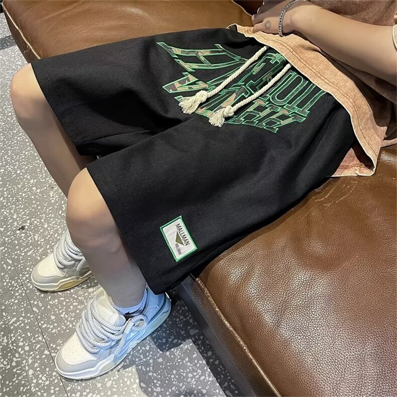 夏季休闲刺绣短裤男新款美式复古裤子P36,男装休闲裤,星座1116-2