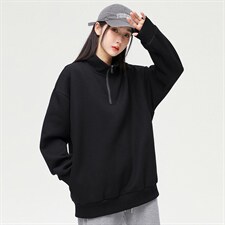 秋季新款基础纯色潮流宽松半高领休闲卫衣情侣款A305-EY-3617-P65，男装卫衣，电商B306