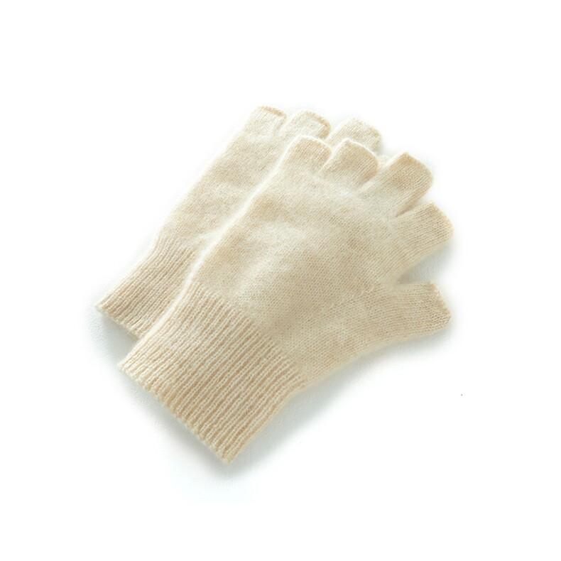 2025年新款百搭男女通用坑条双股加厚保暖半指手套，手套，轩妮羊绒