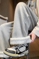 8XL-M特大码工装加绒裤男纯色宽松裤卫裤休闲基础款K995P65，男装休闲裤，电商D206-1
