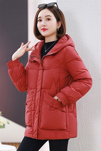 2023年秋冬新款棉服外套中长款遮肉显瘦纯色连帽棉衣外套女图片