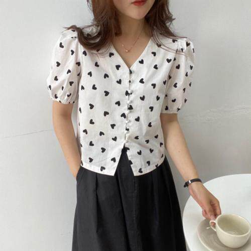 V领泡泡袖上衣,女装,土布鱼