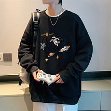 S6142-P28加绒款-P33秋季圆领卫衣男大码韩版宽松长袖外套，男装卫衣，电商A040