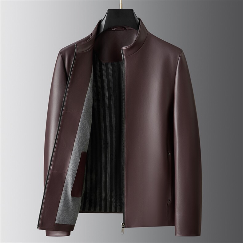 881015秋冬新款海宁皮衣男绵羊皮立领外套商务男装工装P710，男装皮衣，电商B360