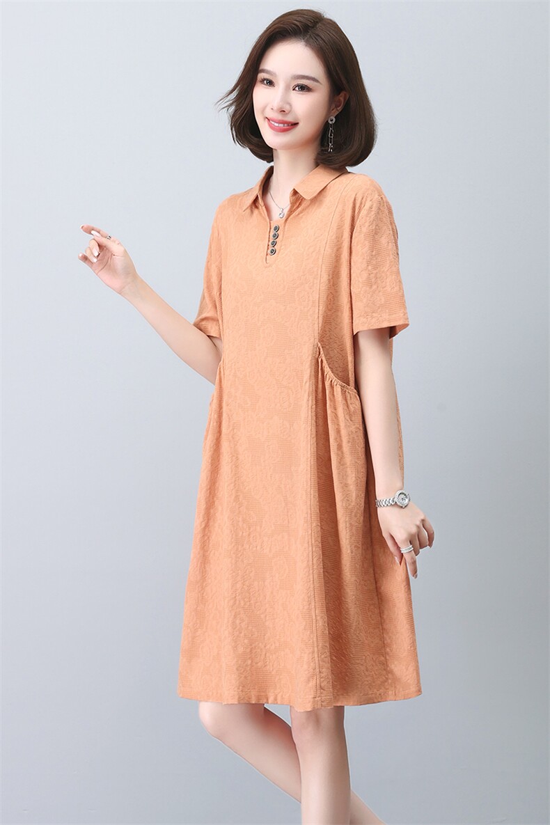 中年妈妈连衣裙女夏2023年新款时尚洋气中长款遮肚子显瘦休闲裙子,女装连衣裙,忆绮罗