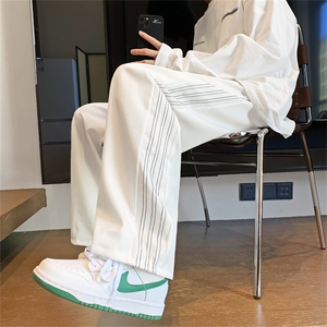 高街运动裤男女夏季阔腿裤新款设计感宽松直筒休闲裤子潮EK32-P32图片