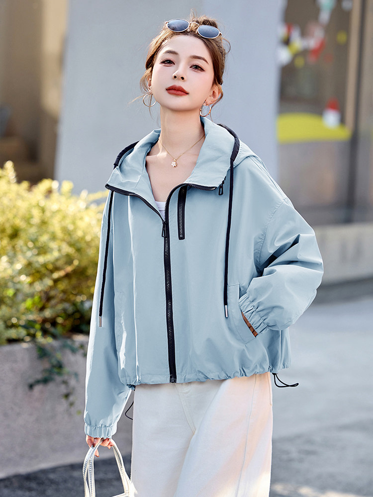 2025年春季新款休闲连帽短款外套女,女装短外套,沁沁公主