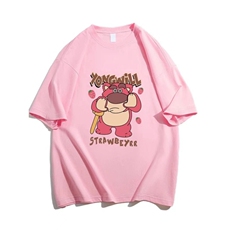 T0622-P25日系卡通草莓熊纯棉印花短袖男女款初高中生上衣，男装T恤，星座617A-2