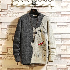 2020冬季日系砖墙男毛衣宽松休闲针织衫男线衣A313-1556-P80图片
