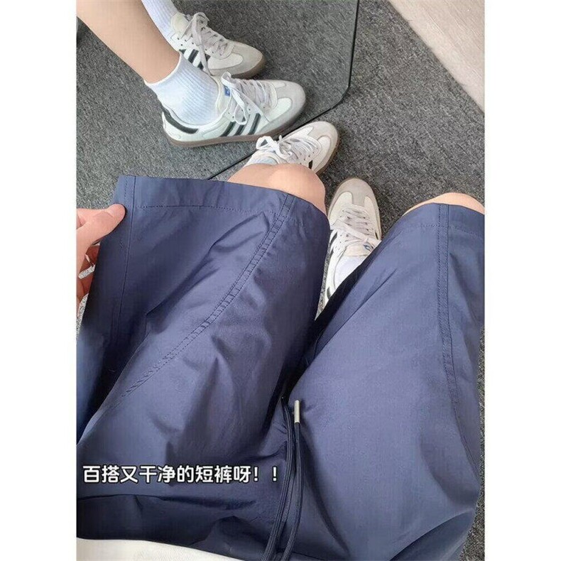 藏蓝色斜切速干短裤男款夏季美式篮球冰丝裤子过膝休闲运动五分裤,男装牛仔裤,星座1116A（原606A-3）