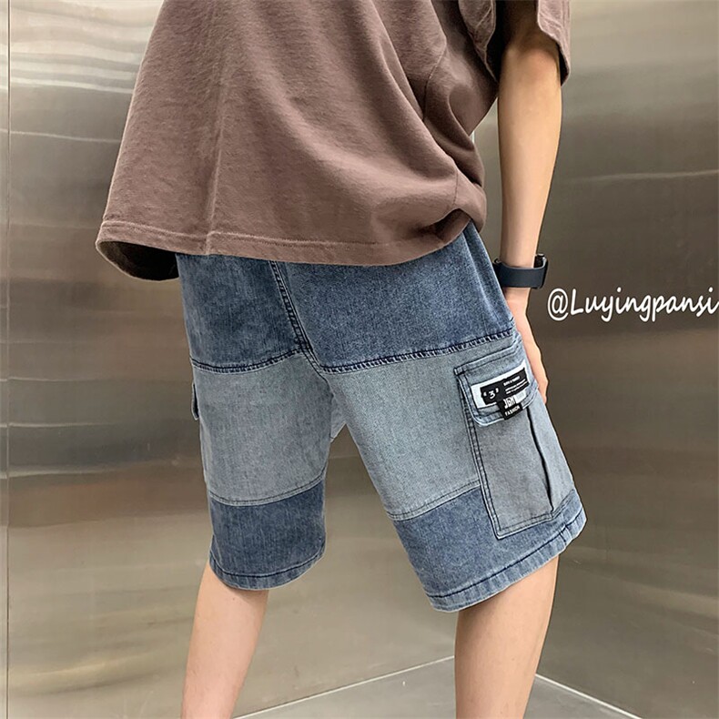 23夏季新款拼接大口袋牛仔裤五分裤DS-A316-1-K1094P50控68图片