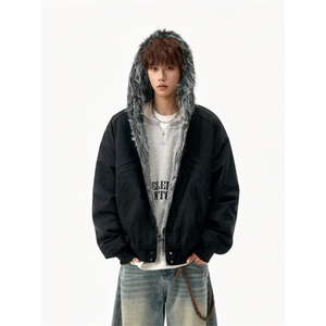 档口现货 重磅帆布+通体仿兔毛座山雕毛领潮牌棉服 DM8220-P138图片