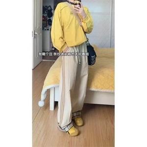 Q148/P41 美式条纹裤子男夏薄款速干直筒裤拼接撞色运动休闲长裤图片