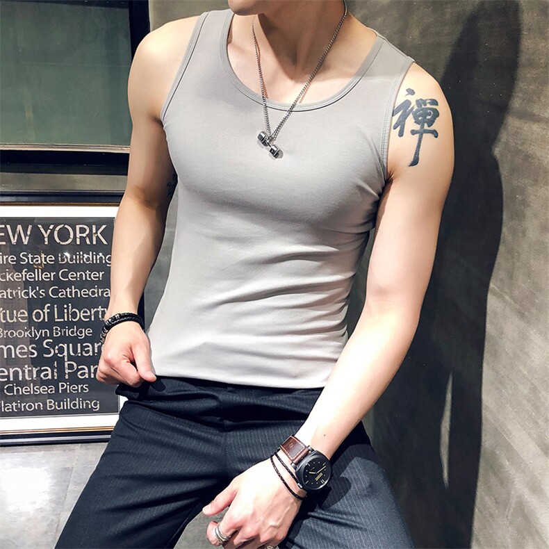 618-特p20 夏季无袖坎肩背心男 纯棉修身运动健身男士宽肩汗衫图片